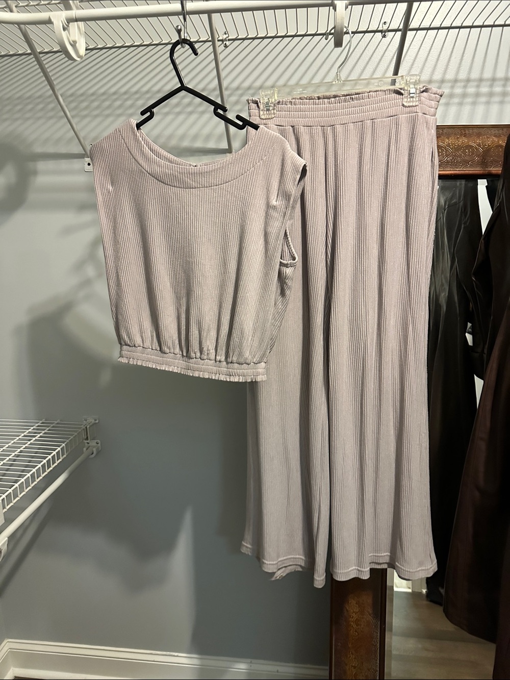 ILLA ILLA Light Lavender Ribbed Two-Piece Jumpsuit Set